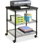 Safco Desk Side Wire Machine Stand with Wheels, 3 Tier, 200 lbs Capacity, Black Steel Frame & Multifunctional Utility Shelves. Pefrect for Home, Office, Classroom & Garage