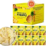 ONETANG Freeze-Dried Fruit Pineapple Chips, 10 Pack Single-Serve Pack, Non Gmo, Kosher, No Add Sugar, Gluten Free, Vegan, Holiday Gifts, Healthy