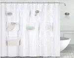 Mrs Awesome Water-Repellent Fabric Shower Curtain or Liner with 9 Handy Mesh POC