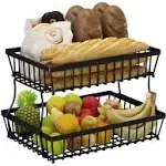 Rectangular Wire Fruit Bowl Stand - 2 Tier Vintage Vegetable Storage Organizer