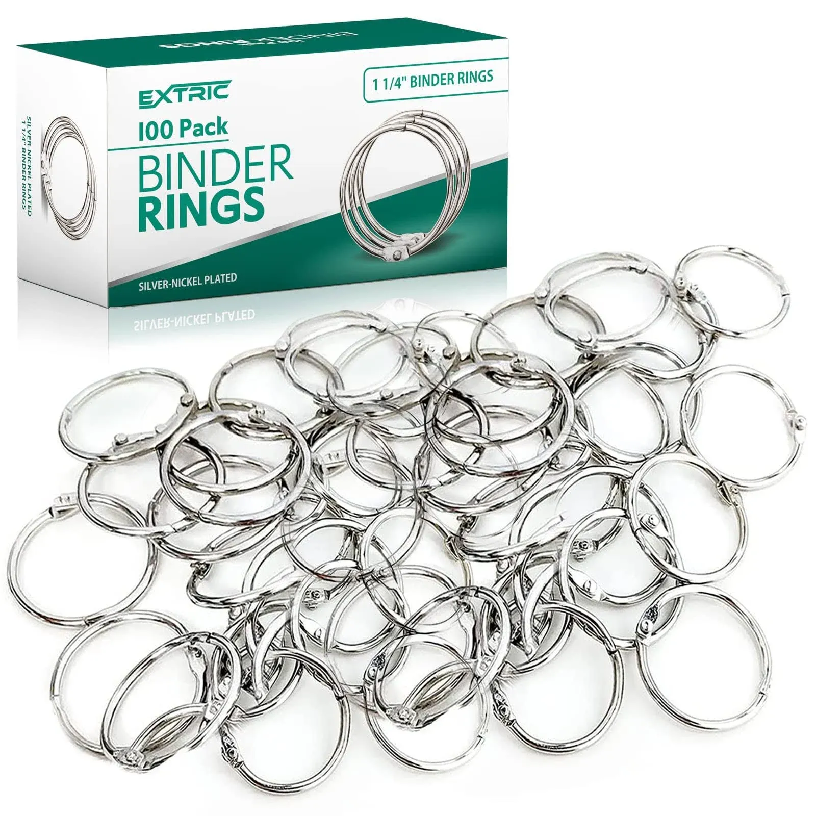 Binder Rings, 1 1/4 Inch - 100 Pack Metal Rings, Heavy Duty Steel Book Rings - Use for Paper Rings, Key Rings, Binder Ring, Metal Rings for Index Cards Great for Home, School, and Office