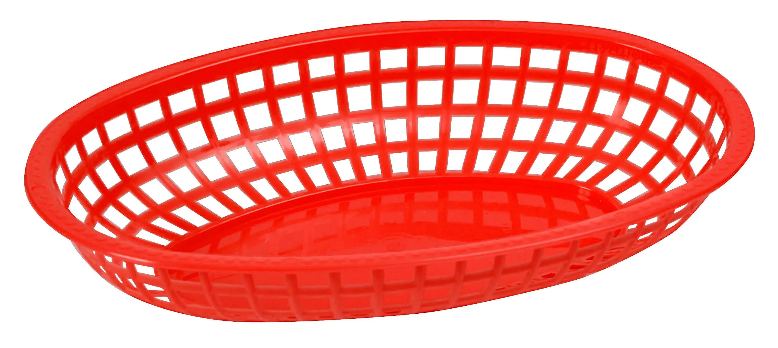 Winco POB-R Red Oval Plastic Food Basket, 10-1/4&quot; x 6-3/4&quot;