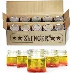 NIB SLINGER Shot Glass Set Mini Mason Jars with Lids Featuring Unique Star NEW