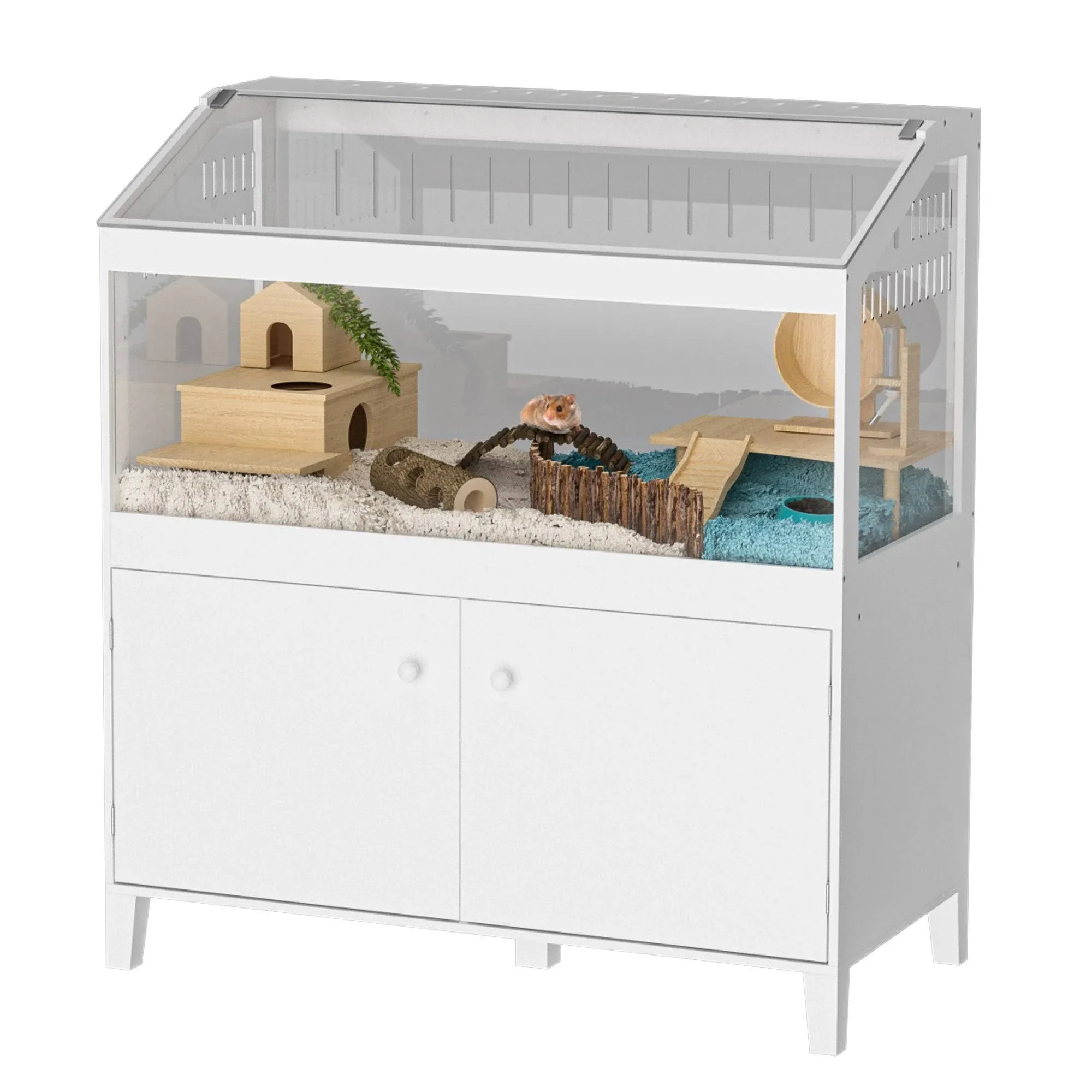 GDLF Hamster Cage with Storage Cabinet Small Animal Cage, Easy View Acrylic P...