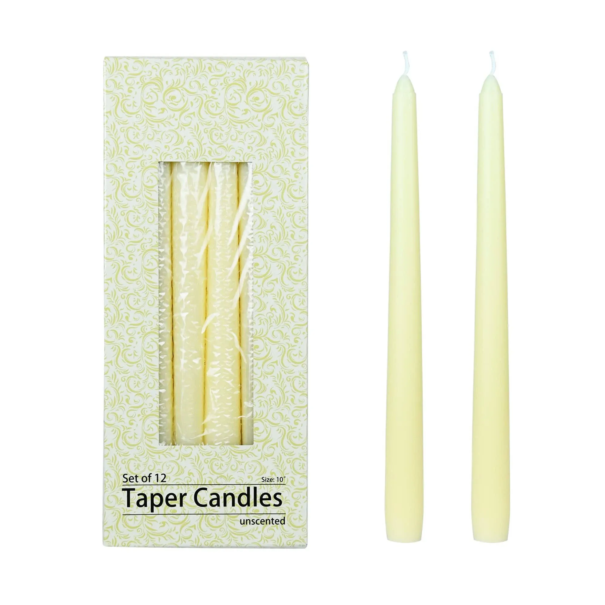 10" Ivory Taper Candles (1 Dozen)