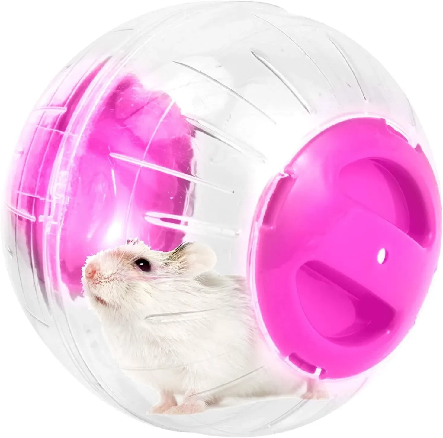 New Cute Dwarf Hamster Running Ball 4.7 Inches Crystal Ball for Hamsters Small Silent Exercise Wheel Small Cage Accessories Suitable for Hamsters Less Than 4 inches 10 cm in Length (Pink)