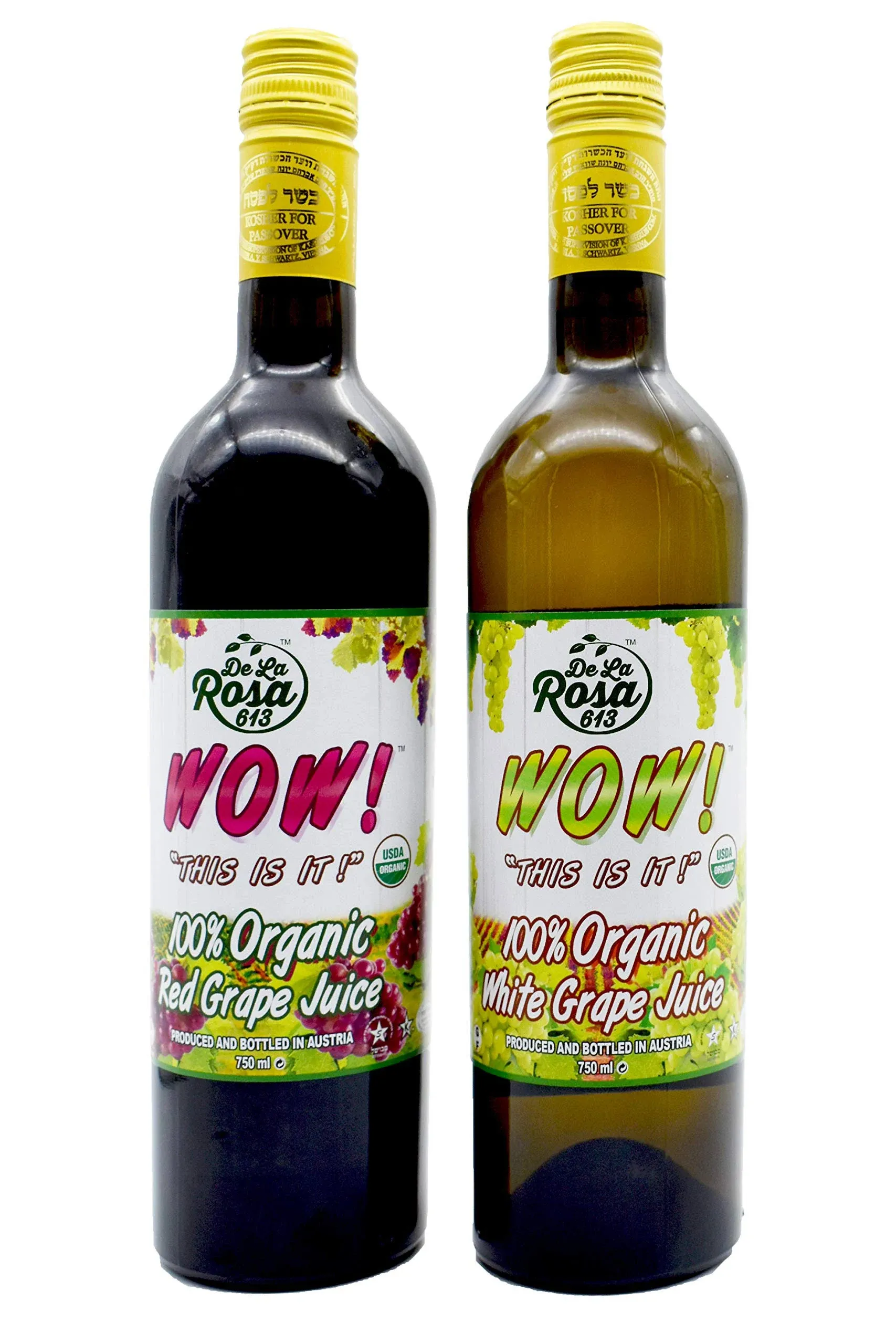 100% Organic Kosher Austrian Red & White Grape Juice (2-Pack) - de La Rosa 613 ...