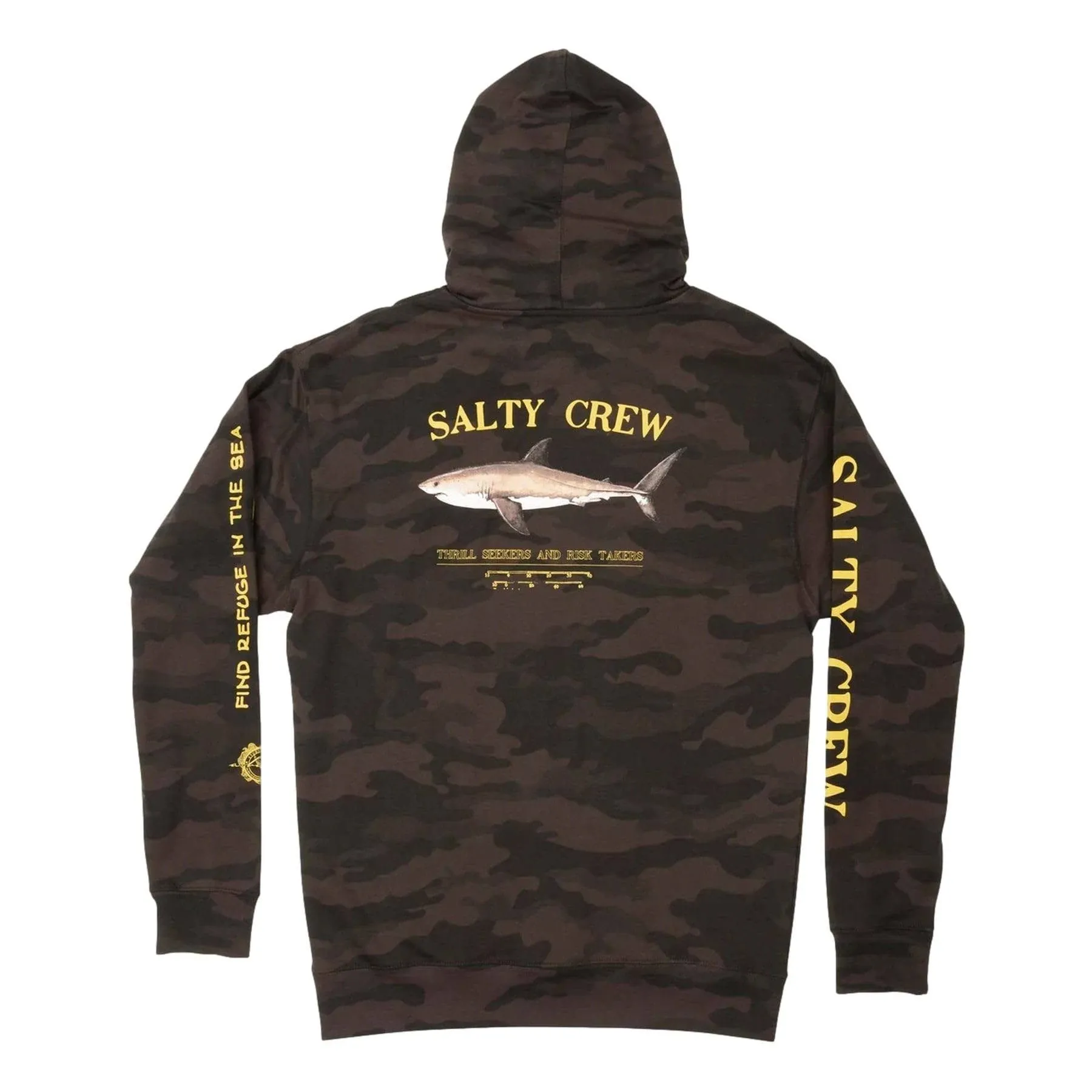 Salty Crew Bruce Hood Fleece (Little Kids/Big Kids) (Black Camo) Men's Clothing