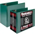 Samsill Durable 6 inch Binder, Made in The USA, Locking D Ring Binder, Customizable Clear View Cover, Green, 2 Pack, Each Holds 1225 Pages