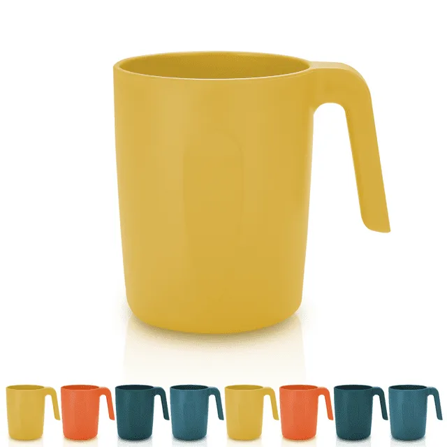 ReaNea Plastic Mug Set 8 Pieces Unbreakable And Reusable Light Weight Travel Coffee Mugs Espresso Cups Easy to Carry And Clean BPA Free