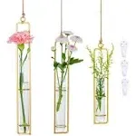 Glasseam Plant Propagation Wall Hanging Terrarium, Propagation Station Glass Planter Set of 6, Propogation Planters Test Tube Vase for Hydroponic Flower Bathroom Bedroom Decor Gift for Women,Gold