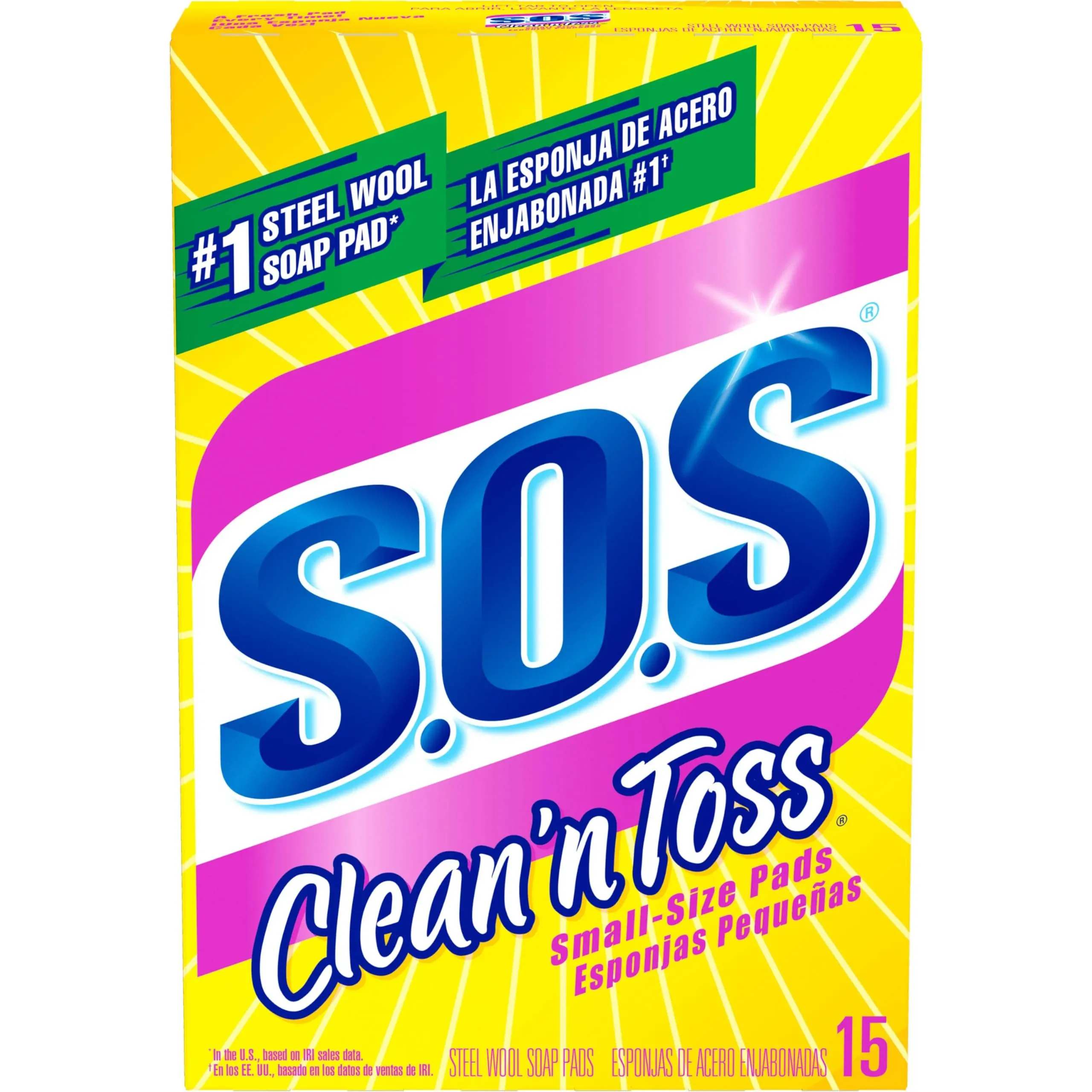 S.O.S Clean n Toss Steel Wool Soap Pads, 15 Count (Pack of 6)