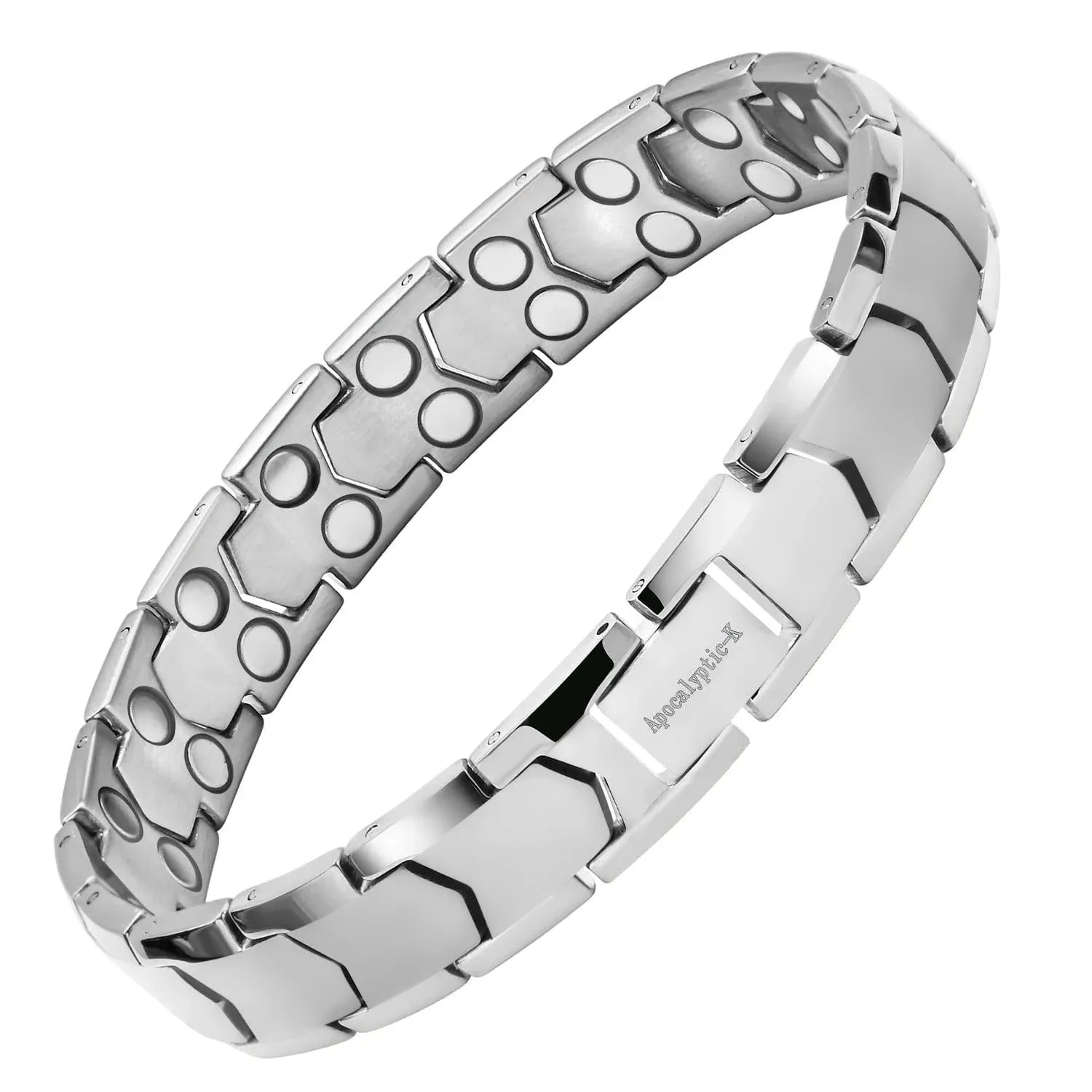 Men's Magnetic Bracelets, Pure Titanium (Light),Double Powerful Magnet Bracelets,Eliminate Static Electricity (Silver Magnetic Bracelet)