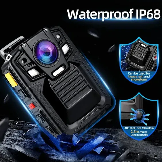 CAMMHD V8-32GB 4K Body Camera 2160P, Two Battery 4400mAh Working 14Hours, H.265 Body Camera, IP68 Waterproof Body Camera with Audio and Video Recording, Night Vision Body Camera with Charging Dock