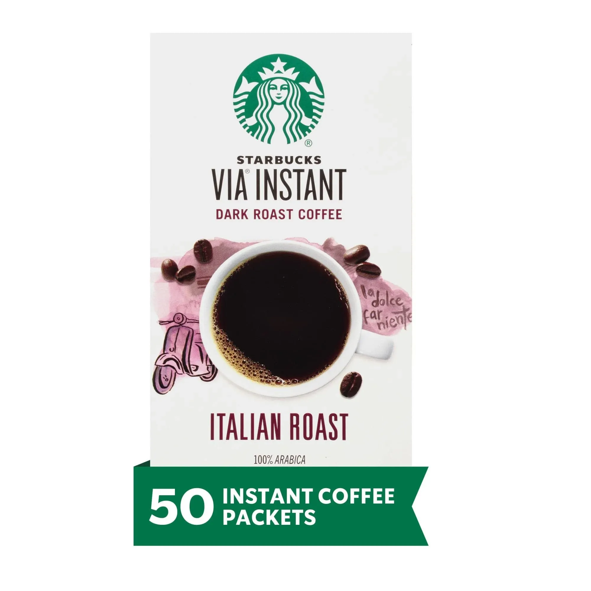 Starbucks Via Ready Brew Coffee, 3/25oz, Italian Roast, 50/Box