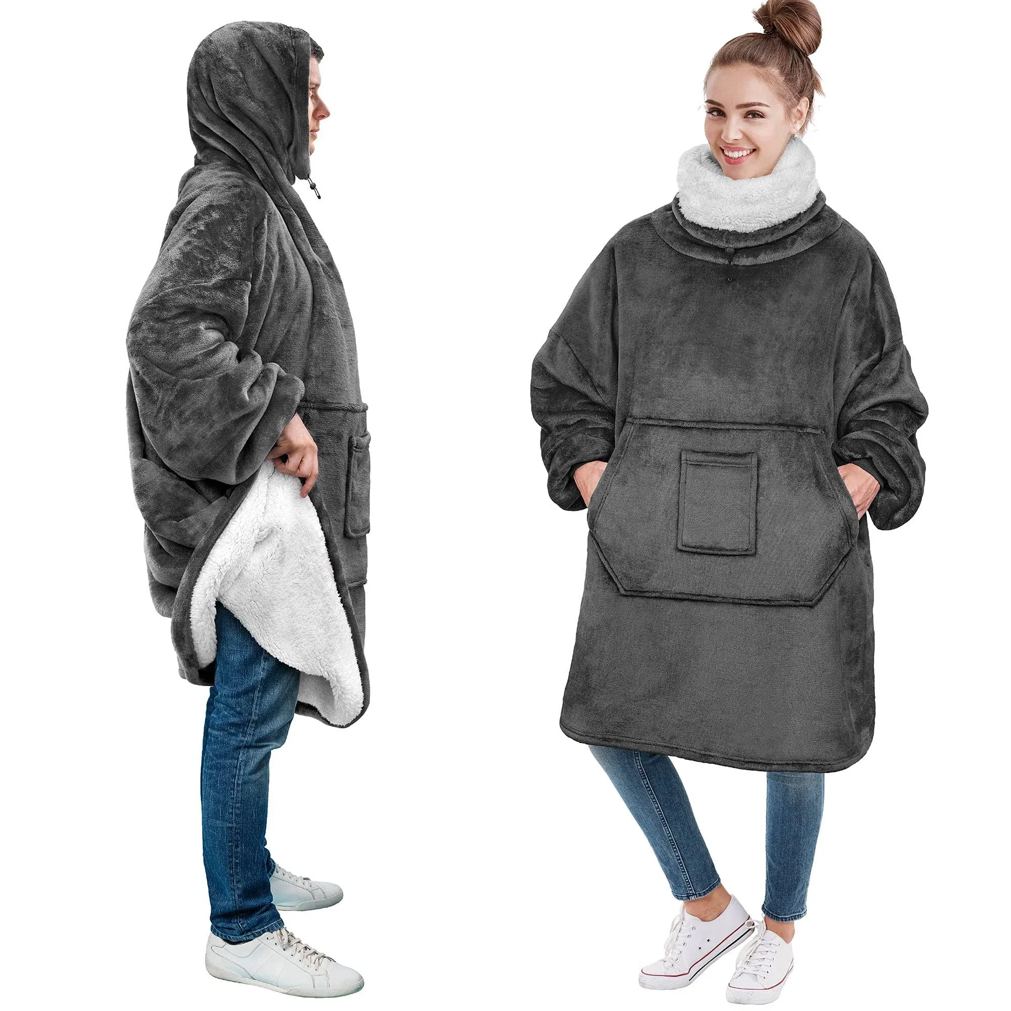 PAVILIA Sherpa Wearable Blanket Hoodie Women Men, Oversized Hoodie Sweatshirt ...