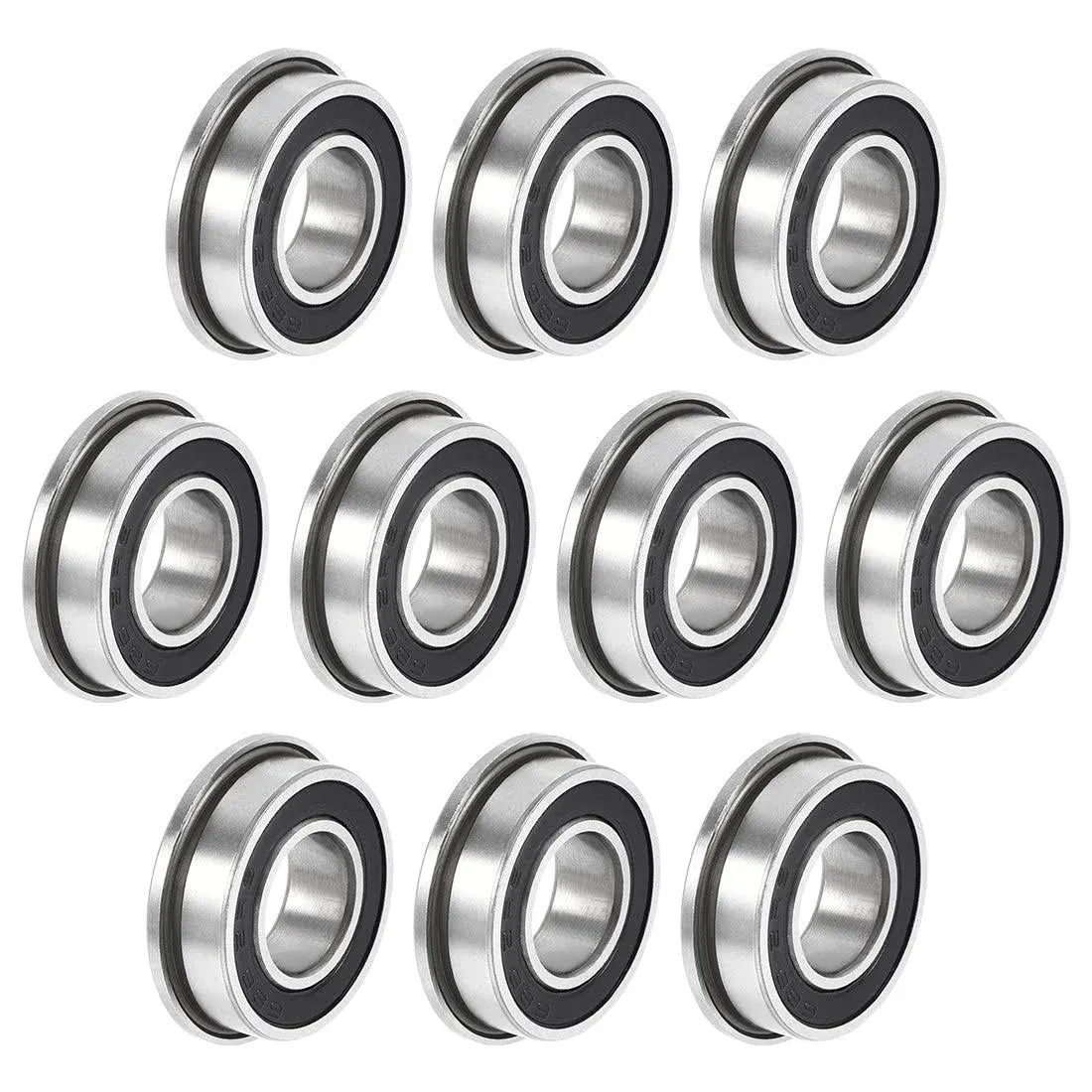 F688-2RS Flanged Ball Bearing 8x16x5mm Double Sealed Chrome Steel Bearing 10pcs