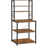 VASAGLE Coffee Bar, Baker’s Rack for Kitchen with Storage, 6-Tier Kitchen Shelves with 6 Hooks, Microwave Stand, Industrial, 15.7 x 23.6 x 65.7 Inches, Rustic Brown and Black UKKS024B01