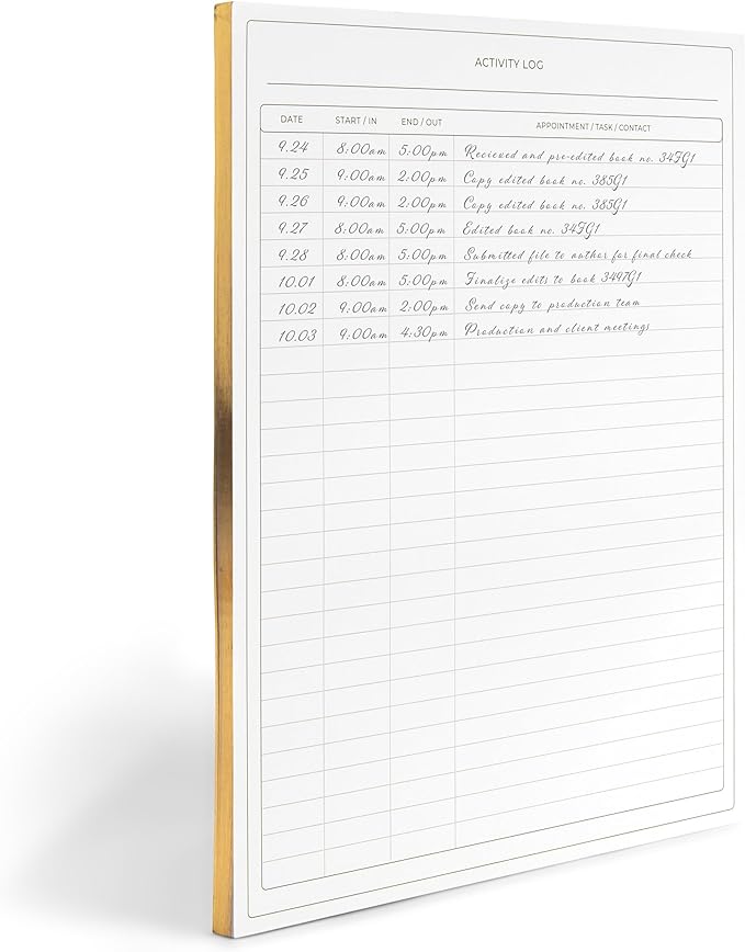 Activity Log Notepad - Log Comprehensive 50-Page - Sign in Sheet - Your Ultimate Activity Log, and Daily Log for Work by Blu Monaco