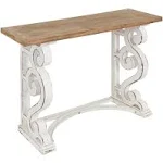 Kate and Laurel Wyldwood Country French Solid Wood Console Table (Rustic White)