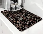 Coffee Bar Mat Accessories for Countertop Absorbent Hide Stain Rubber Backed Dish Drying Mats for Kitchen Counter Draining Pad Decor Gift Fit Under Coffee Maker Coffee Pot Espresso Machine (20x12in)