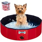 V-HANVER Foldable Dog Pool Hard Plastic Collapsible Pet S - 32&#034; x 8&#034;, Red 