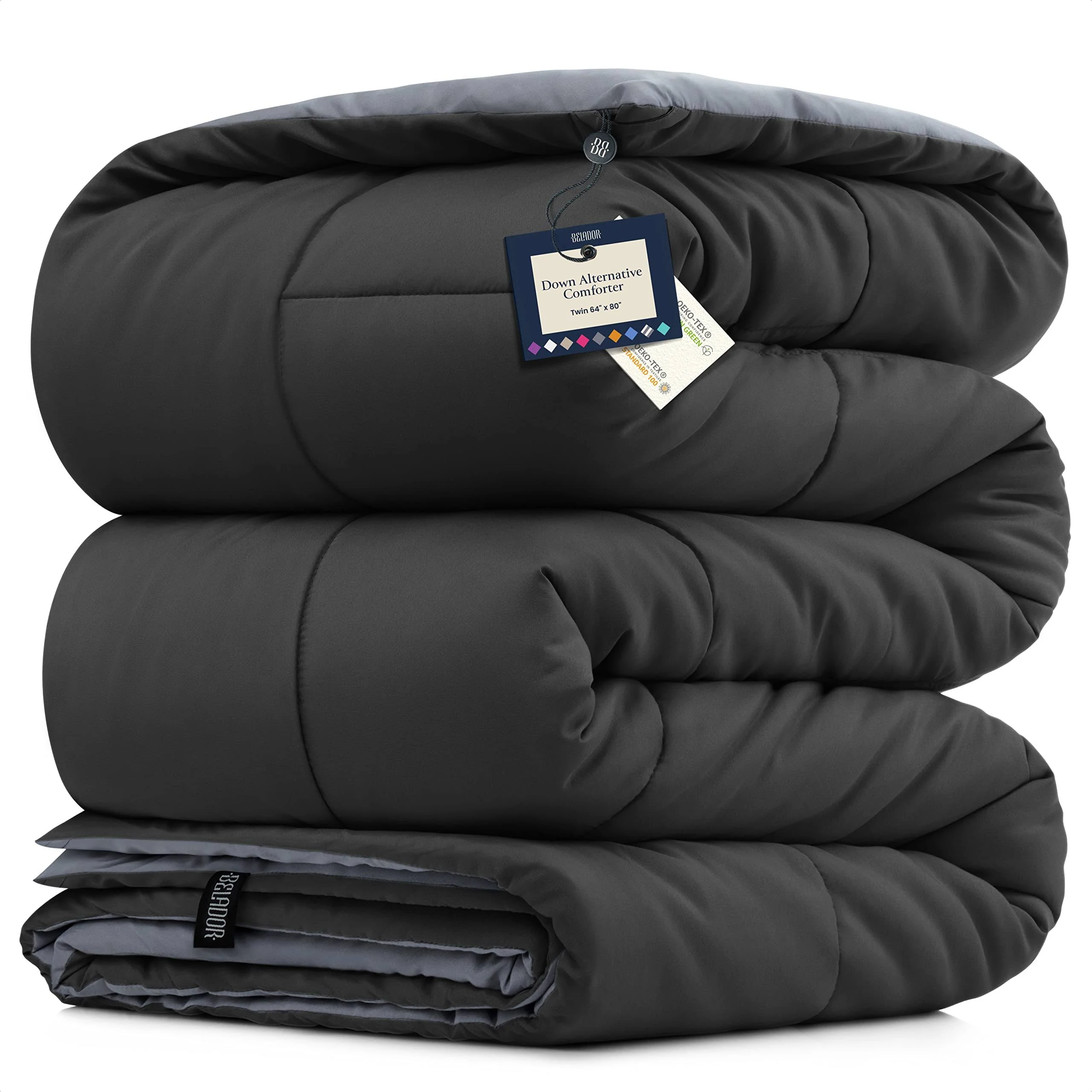 BELADOR Twin Comforter Duvet Insert Twin Size Bed Comforter- All-Season Down Alternative Comforters, Mid-Plush Lightweight Comforter, Box Quilted Siliconized Fiberfill Oeko-Tex Hotel Comforter