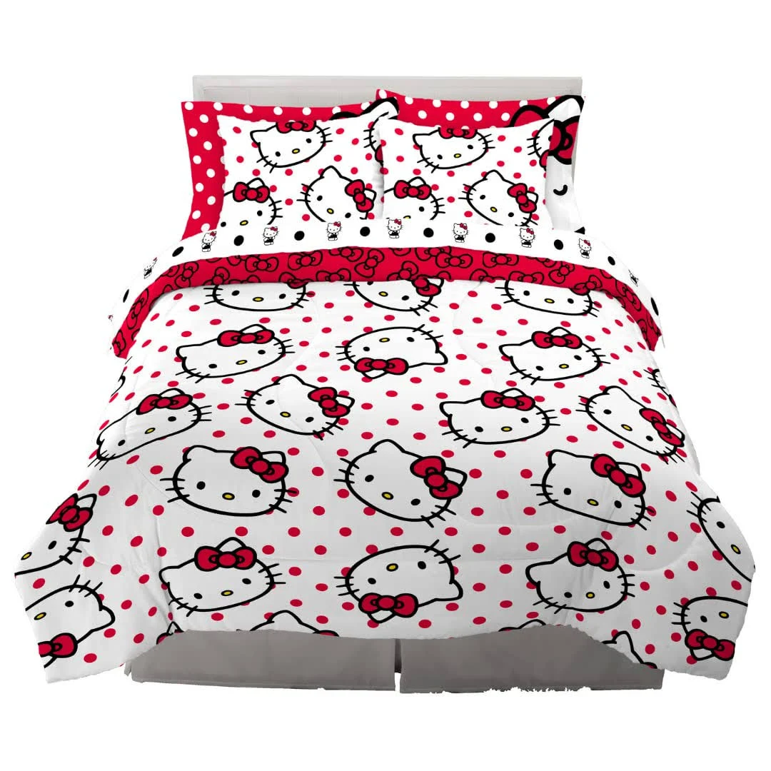 Franco Sanrio Hello Kitty Polka Dot Bedding 7 7 Piece Full Size, 