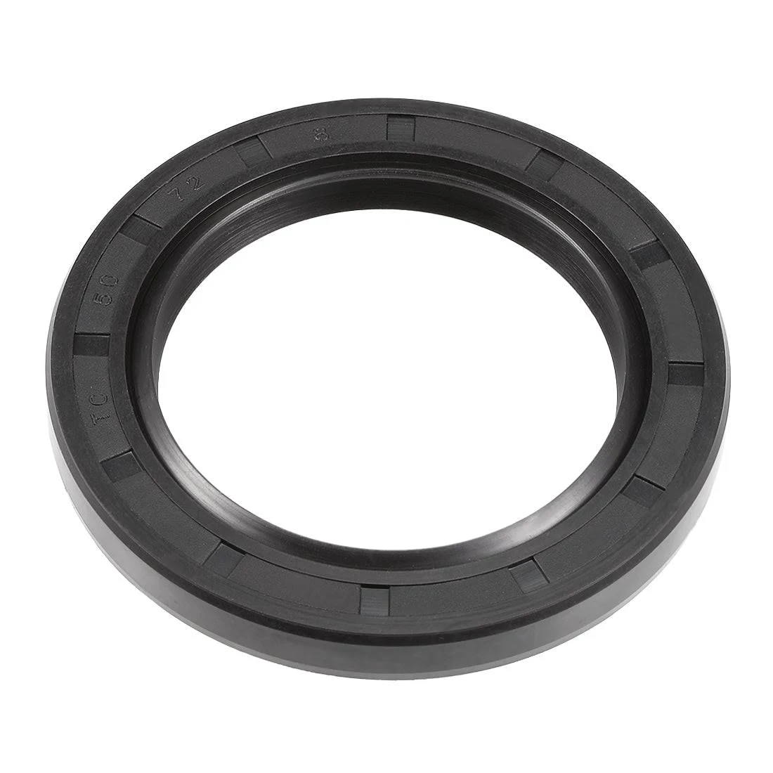 uxcell Oil Seal, TC 50mm x 72mm x 8mm Nitrile Rubber Cover Double Lip with Spring for Bearing Shaft, Black Pack of 1