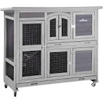 Aivituvin Indoor Bunny Cages 2 Story Rabbit Hutch with Wheel