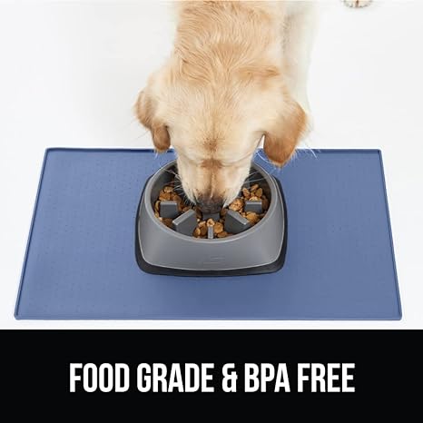 Gorilla Grip 100 Waterproof Raised Edge BPA Free Silicone Pet Feeding Mat, Dog ...