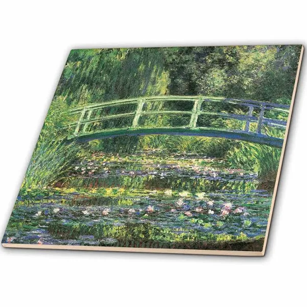 3dRose Water Lilies and Japanese Bridge by Claude Monet 1899-Ceramic Tile, 6-inch (ct_126630_2), Multicolor