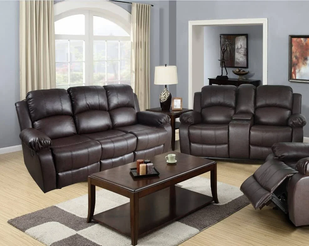 Lifestyle Furniture Provo 2-Pieces Faux Leather Recliner Sofa Set in Espresso, Brown