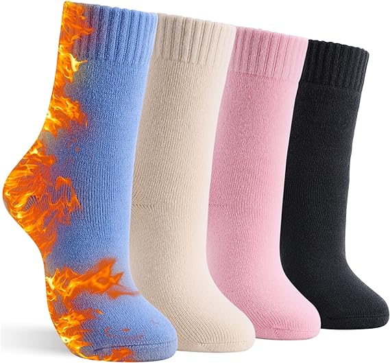 4 Pairs Thick Thermal Socks for Women Extreme Cold Weather Winter Warm Socks Sof