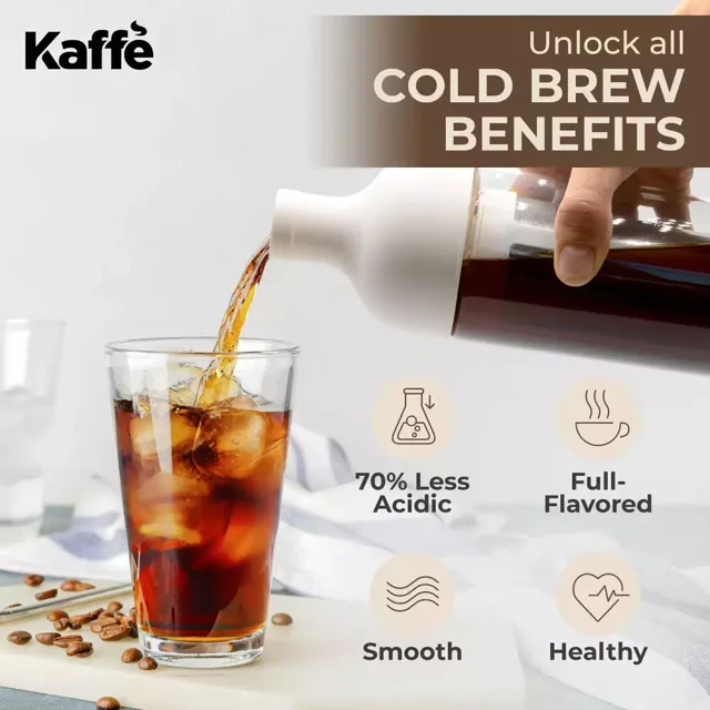 Kaffe Cold Brew Coffee Maker, Iced Coffee Pitcher, Cold Brew Coffee and Tea B...