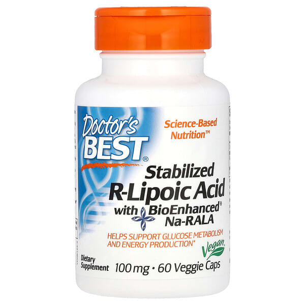 Doctor's Best, Stabilized R-Lipoic Acid with BioEnhanced Na-RALA, 100 mg, 60 Veggie Caps