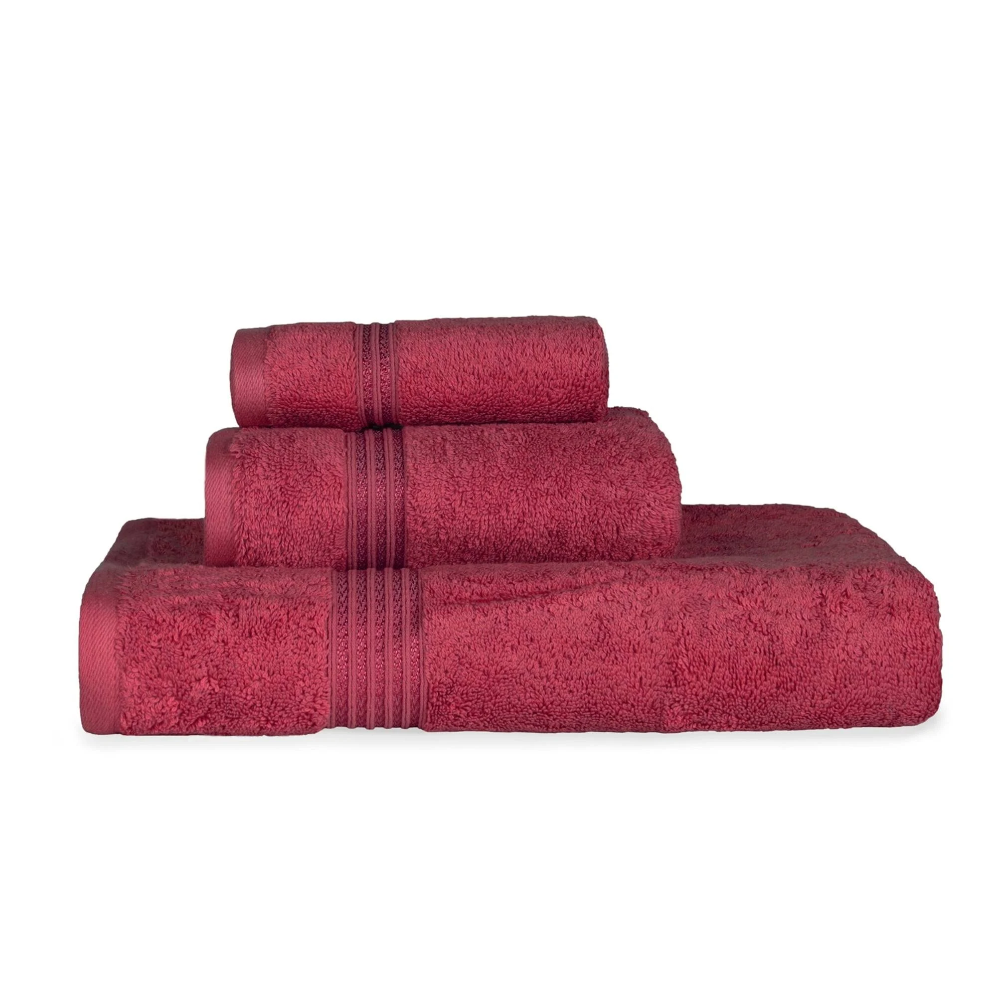 Superior Egyptian Cotton 3-Piece Towel Set Burgundy