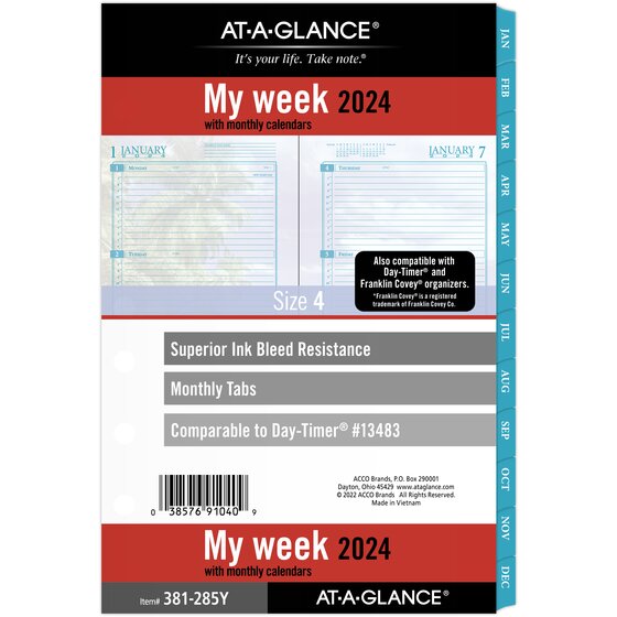 At-a-glance 2024 seascapes Weekly Monthly Planner Refill Loose-leaf Desk Size 5