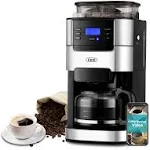 Gevi 10-Cup Drip Coffee Maker with Built-in Grinder Programmable Brew Coffee Machine with Timer