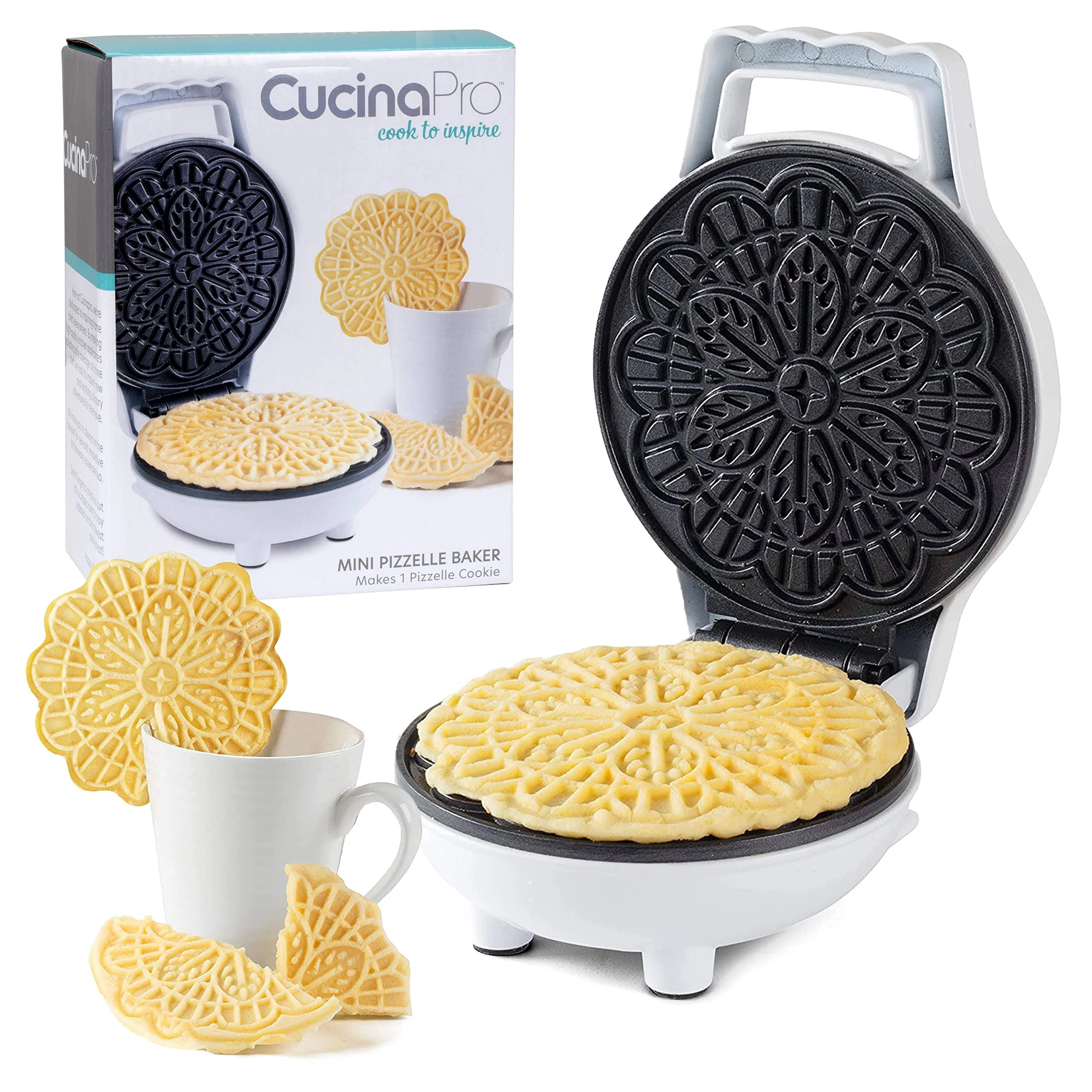 Mini Electric Pizzelle Maker - Makes One Personal Tiny Sized 4&#034; Traditional I...