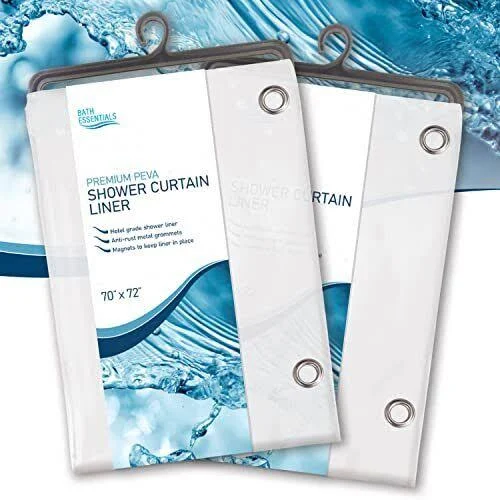 Shower Curtain Liner - Heavy Duty 6 Guage PEVA - Built in 3 Weighted Magnets - 12 Aluminium Grommets (2, Frosted, 72" x 72")