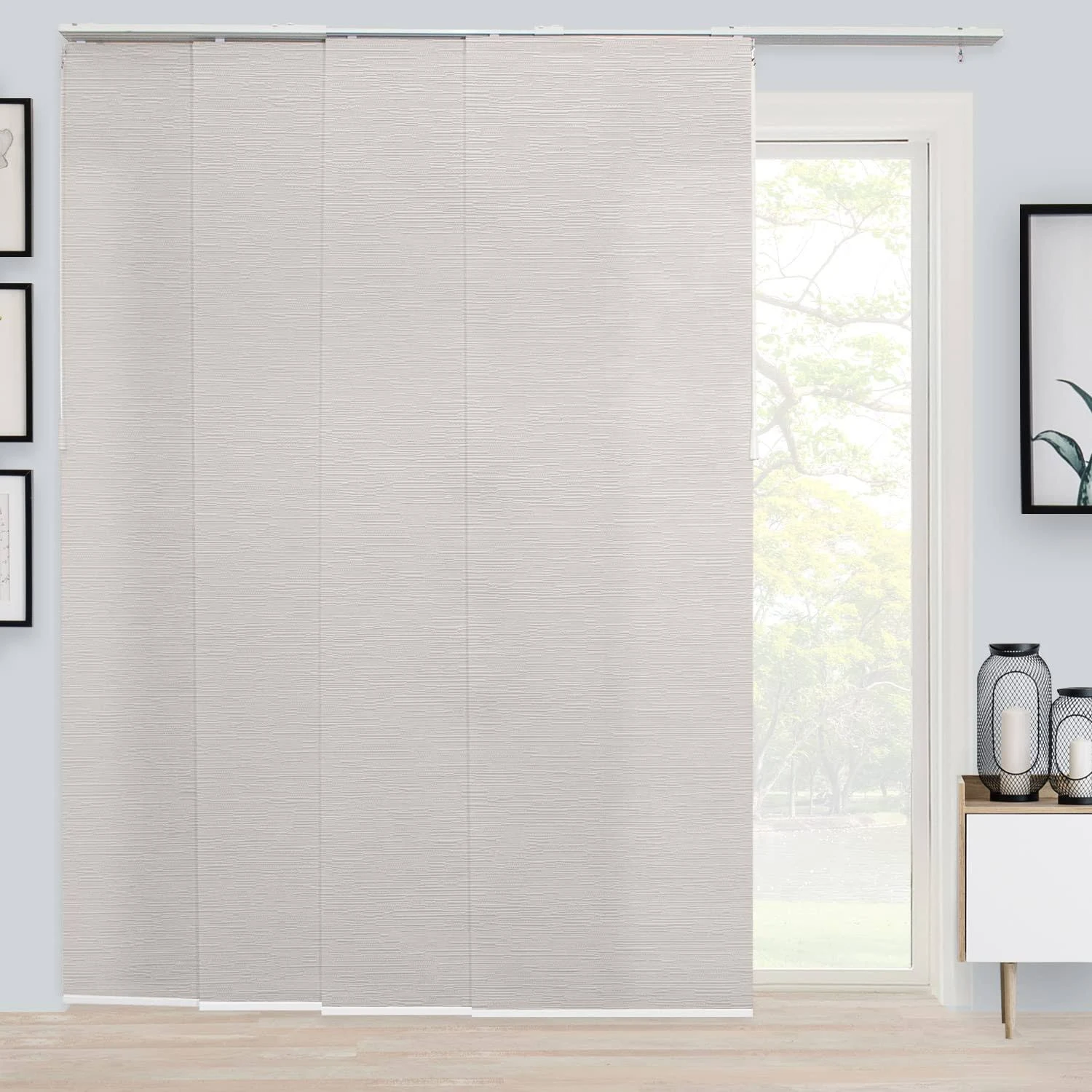 CHICOLOGY Embossed Textured Weave Fabric, Sliding Door Blinds, Room Divider,Vertical Blinds for Patio Doors, Sliding Glass Door Blinds, Slate (Light Filtering), W:46-86 x H: Up to-96 inches