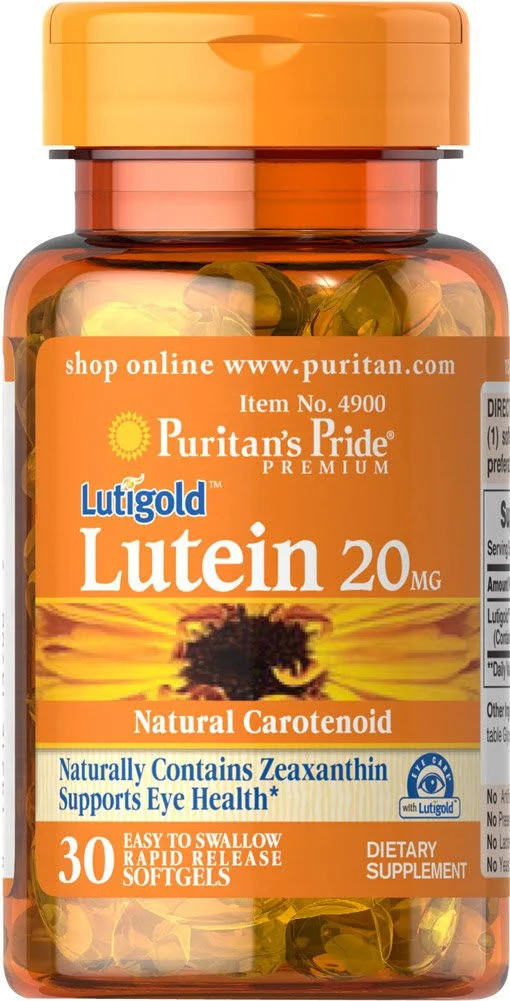 Puritan's Pride Lutein 20 mg with Zeaxanthin (30 Softgels)