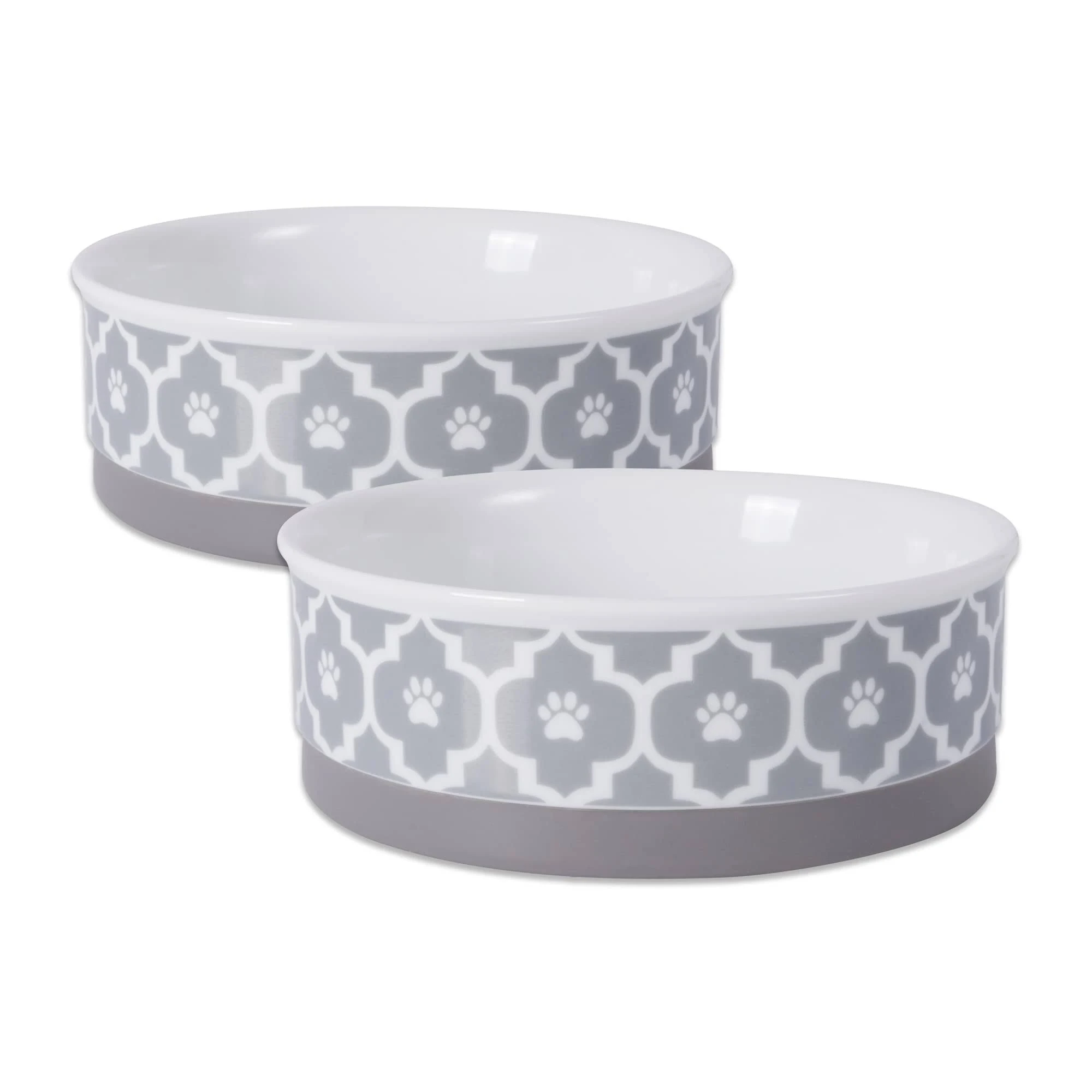 Bone Dry DII Pet Bowl Lattice Gray Medium 6Dx2H (Set of 2)