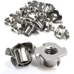 Stainless T-Nuts, 1/4"-20 inch, 25 Pack, Threaded Insert, Choose Size/Quantity,