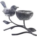 Marbrasse Votive Candle Holders, Vintage Home Decor Centerpiece, Iron Branches, Resin Bird and Nest, Tabletop Decorative TeaLight Candle Stands,Creative Artwork (Grey Black)