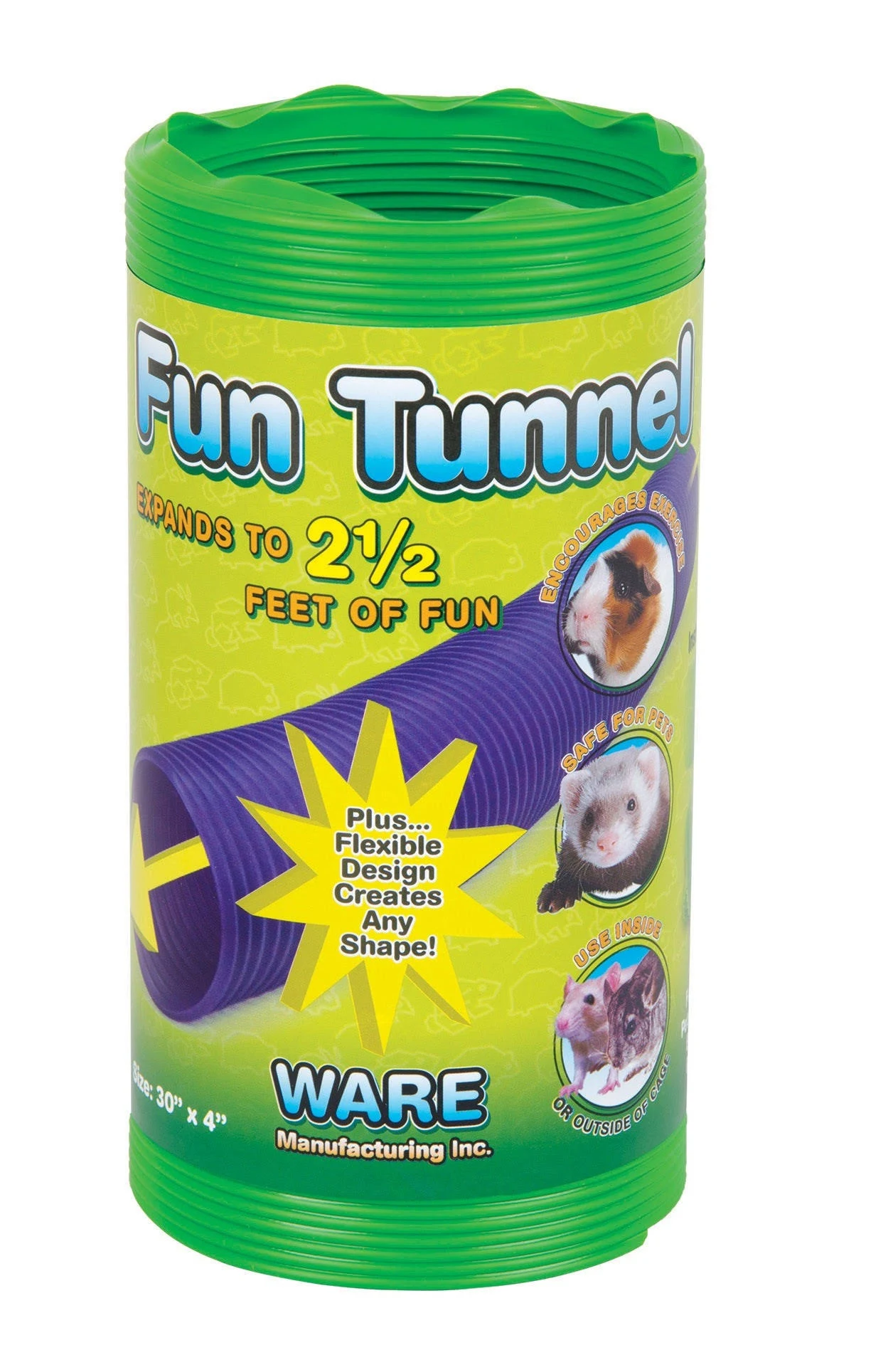 Ware Manufacturing Fun Tunnels Play Tube for Small Pets, 30 X 4 Inches - Medium