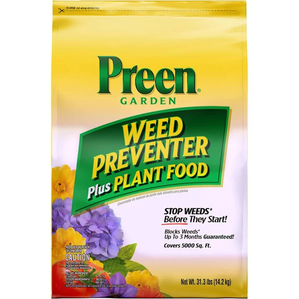 Preen 2164256 2164256 Weed Preventer Plus Plant Food, Granular Solid, 31.3 lb Bag