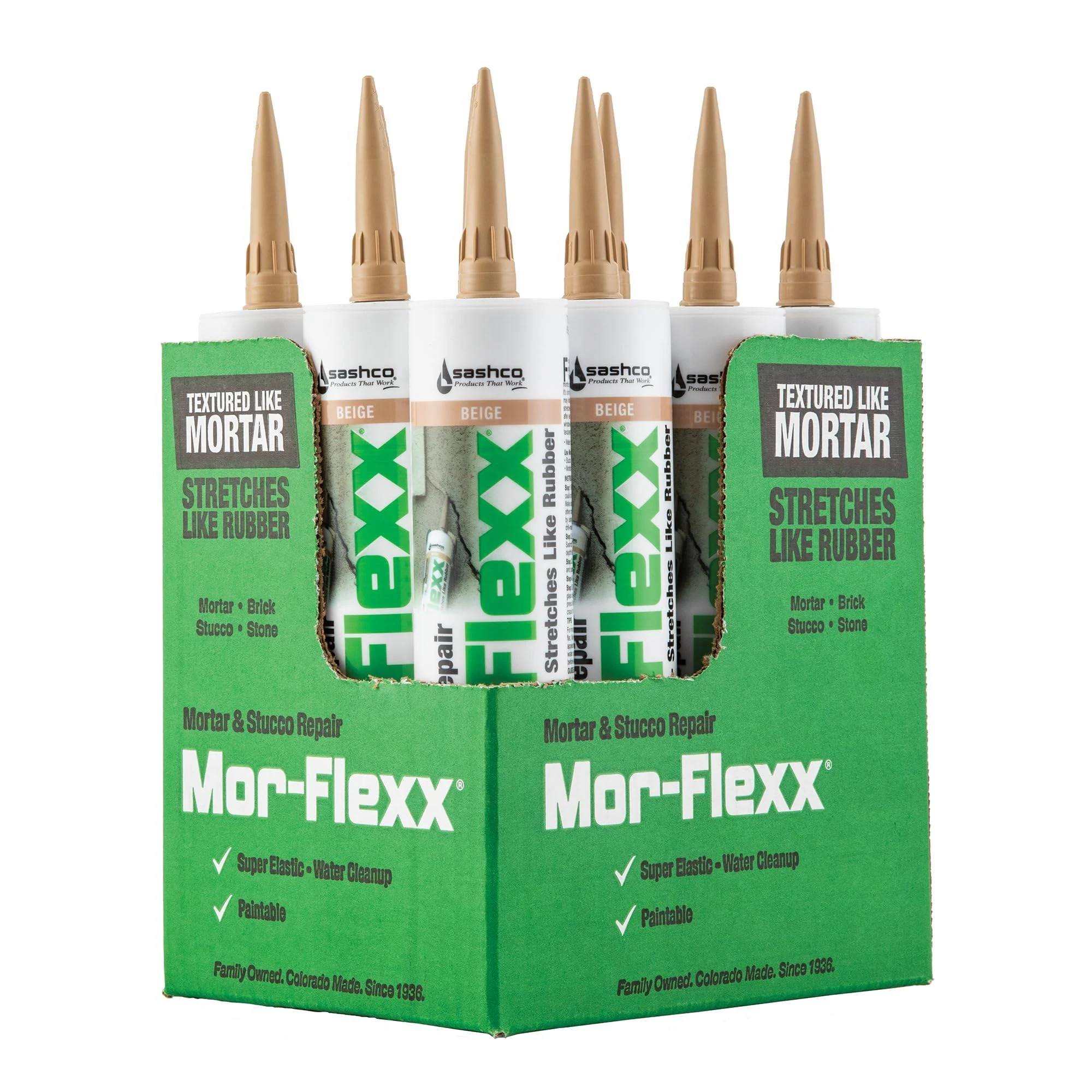 Sashco 15010 Mor-Flexx Caulking for Mortar, 10.5 Ounce Cartridge, Beige (Pack of 12)