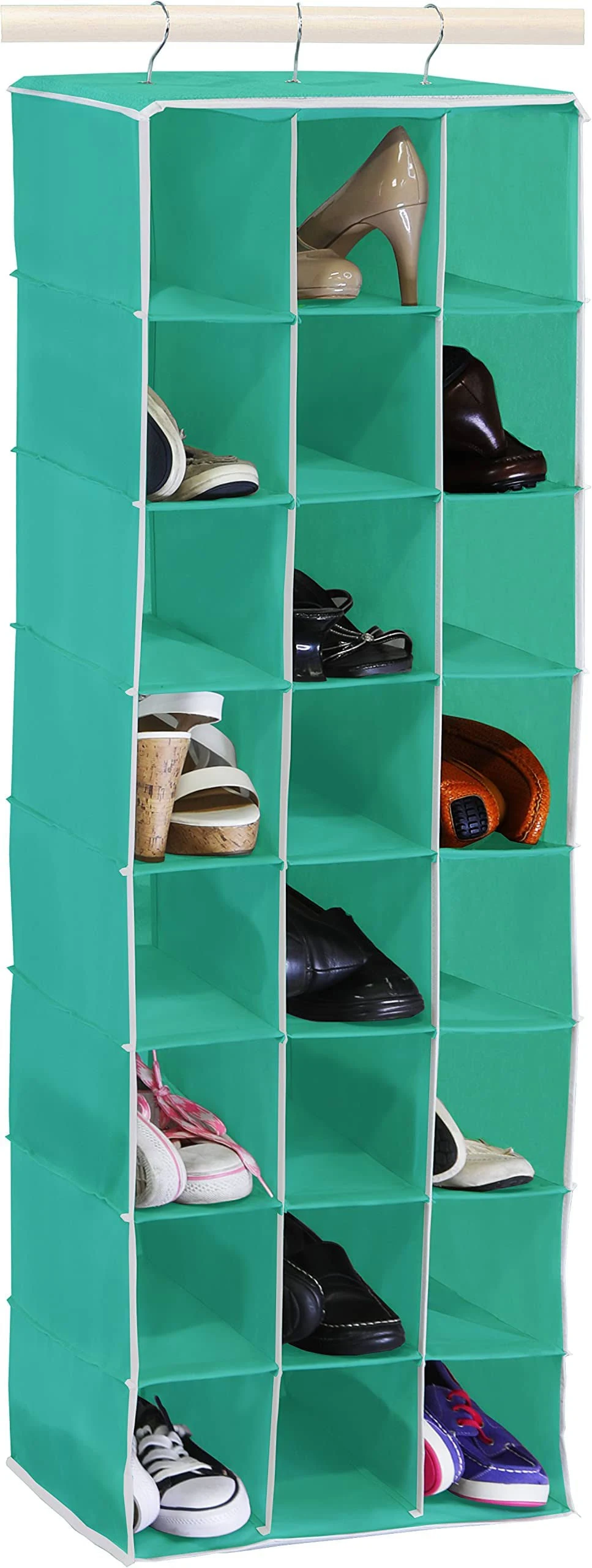 Simple Houseware Hanging Closet Organizers 24 Section Shoe Shelves, Turquoise